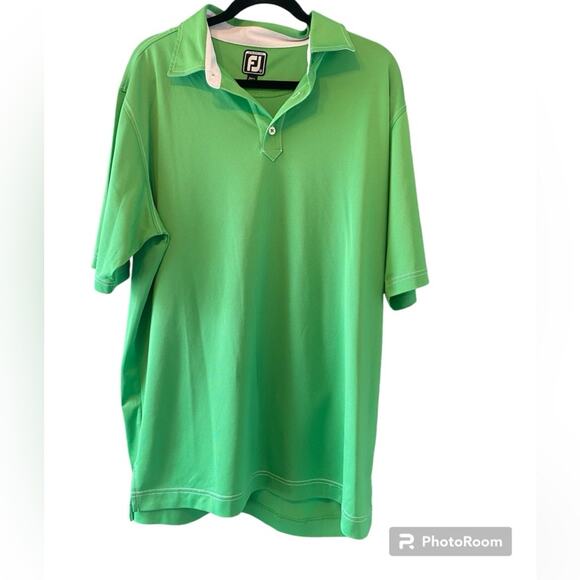 FootJoy Polo Shirt Mens XL Athletic Fit Lime Green Short Sleeve Preppy Golf Polo - Picture 2 of 13
